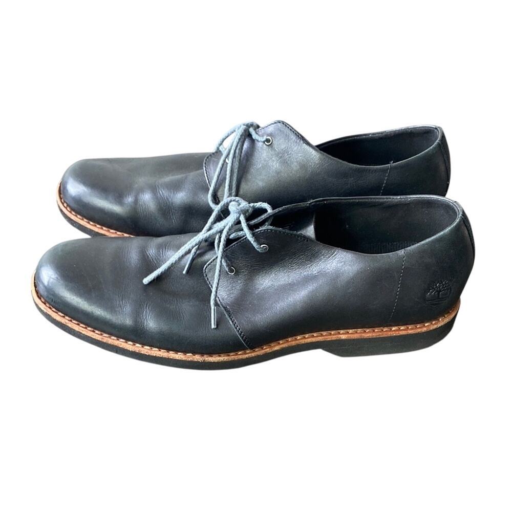 TIMBERLAND Leather Stormbuck Shoe Mens Sz 12 Black Lace Up - Picture 1 of 8